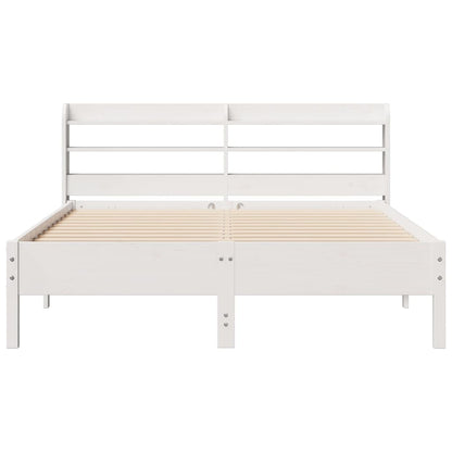 Bed Frame without Mattress Solid Wood Pine Length 200 cm White 160 cm