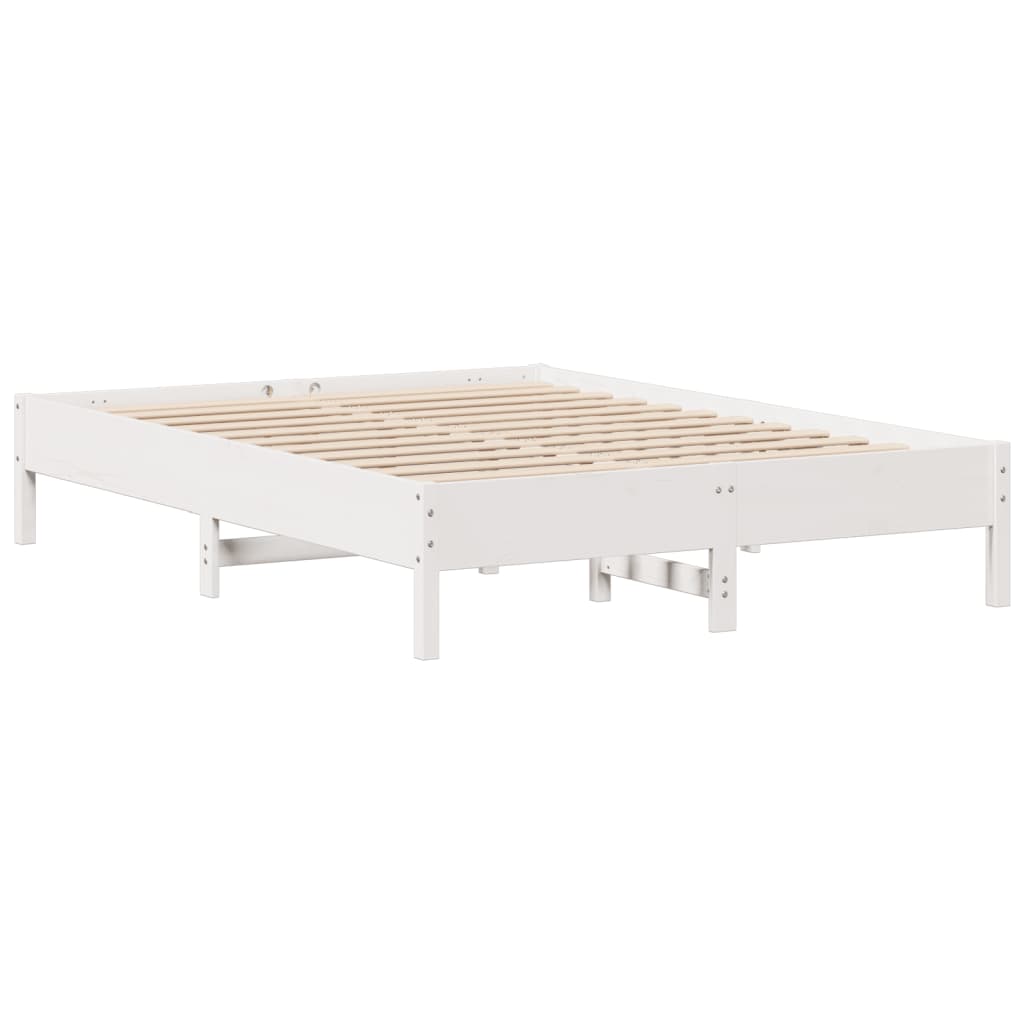 Bed Frame without Mattress Solid Wood Pine Length 200 cm White 160 cm