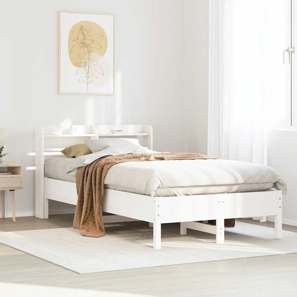 Bed Frame without Mattress Solid Wood Pine Length 200 cm White 100 cm