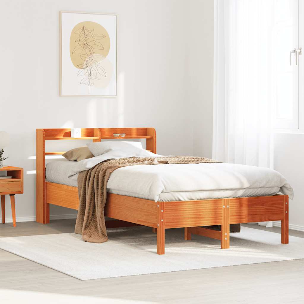 Bed Frame without Mattress Solid Wood Pine Length 200 cm Wax brown 100 cm