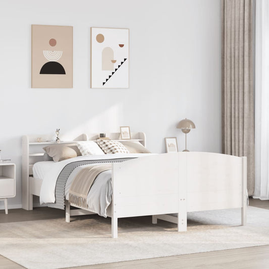 Bed Frame without Mattress Solid Wood Pine Length 190 cm White