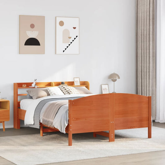 Bed Frame without Mattress Solid Wood Pine Length 190 cm Wax brown