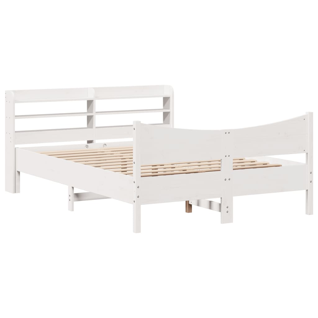 Bed Frame with Headboard Solid Wood Pine Length 200 cm White 160 cm