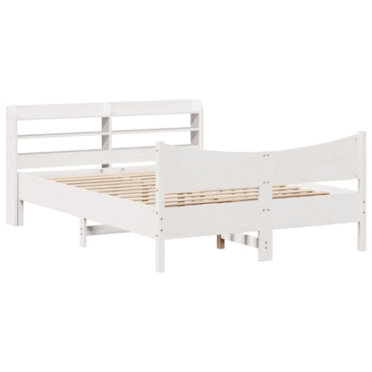 Bed Frame with Headboard Solid Wood Pine Length 200 cm White 160 cm