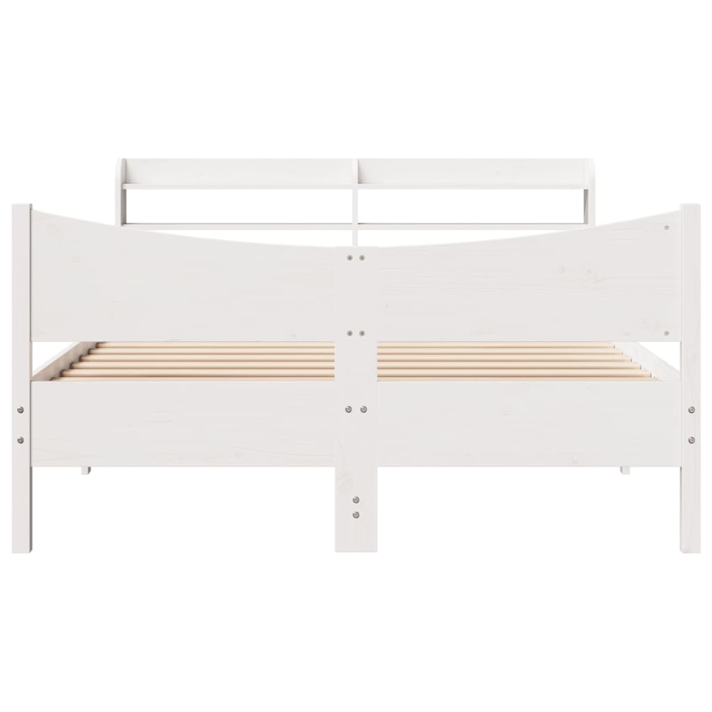 Bed Frame with Headboard Solid Wood Pine Length 200 cm White 160 cm