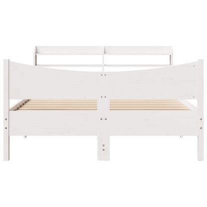 Bed Frame with Headboard Solid Wood Pine Length 200 cm White 160 cm