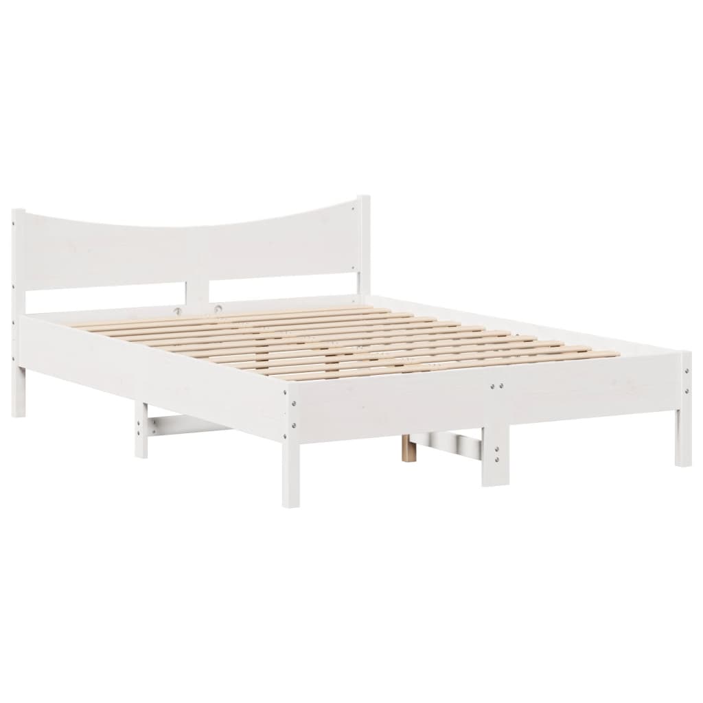 Bed Frame with Headboard Solid Wood Pine Length 200 cm White 160 cm