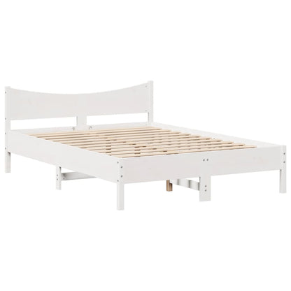 Bed Frame with Headboard Solid Wood Pine Length 200 cm White 160 cm
