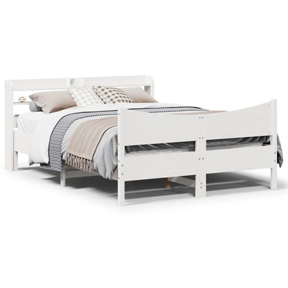 Bed Frame with Headboard Solid Wood Pine Length 200 cm White 160 cm