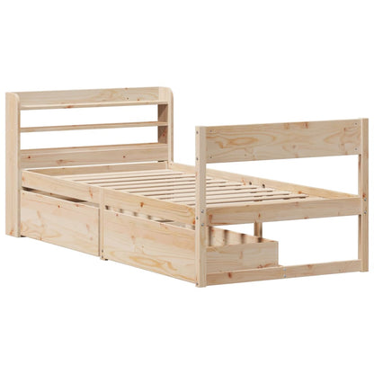 Bed Frame without Mattress Solid Wood Pine Length 190 cm Natural 75 cm
