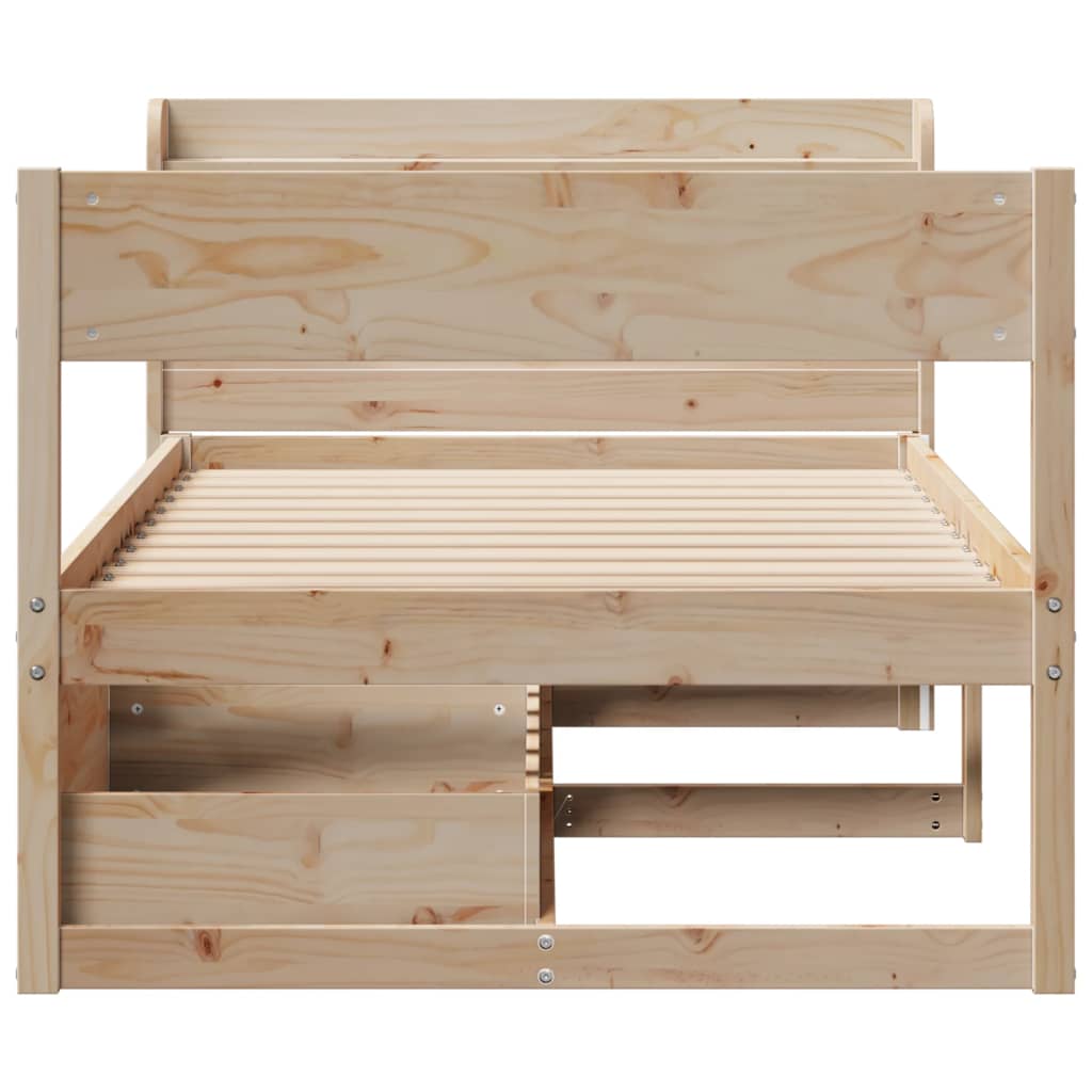 Bed Frame without Mattress Solid Wood Pine Length 190 cm Natural 75 cm