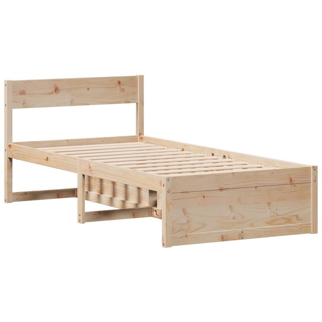 Bed Frame without Mattress Solid Wood Pine Length 190 cm Natural 75 cm
