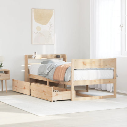 Bed Frame without Mattress Solid Wood Pine Length 190 cm Natural 75 cm