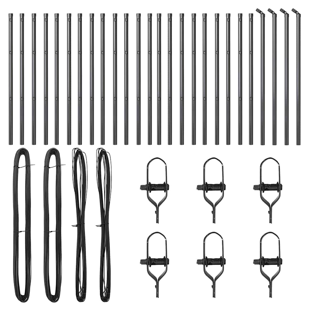 vidaXL Embedded Fence Post 26 pcs Grey Powder-Coated Steel 4