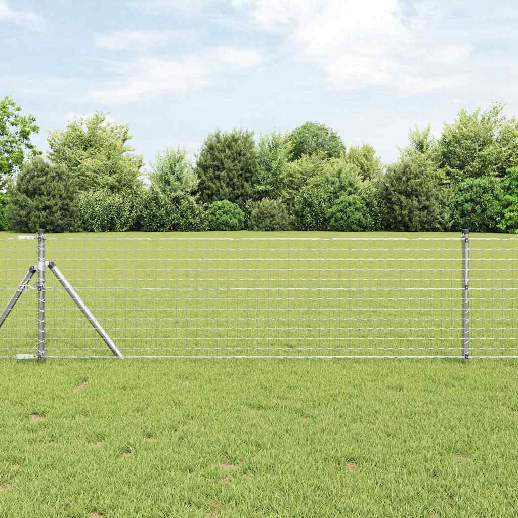 vidaXL Embedded Fence Post 26 pcs Silver Powder-Coated Steel 1