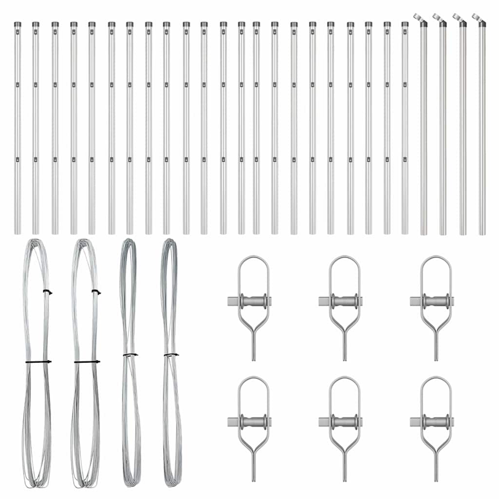 vidaXL Embedded Fence Post 26 pcs Silver Powder-Coated Steel 4