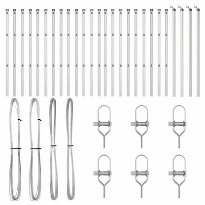 vidaXL Embedded Fence Post 26 pcs Silver Powder-Coated Steel 4