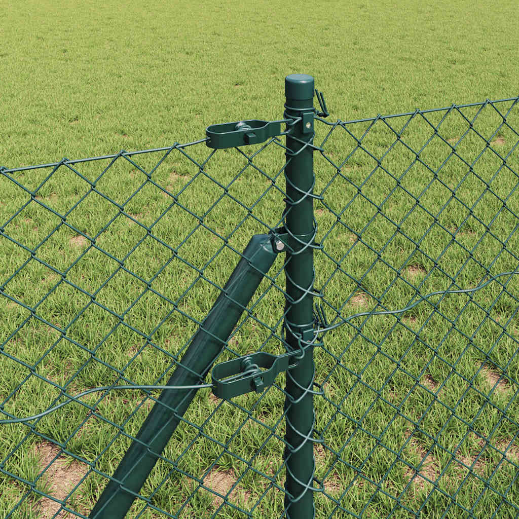 vidaXL Chainlink Fence Ground Fix 10 x 0.6 m PVC-Coated Steel Green 4