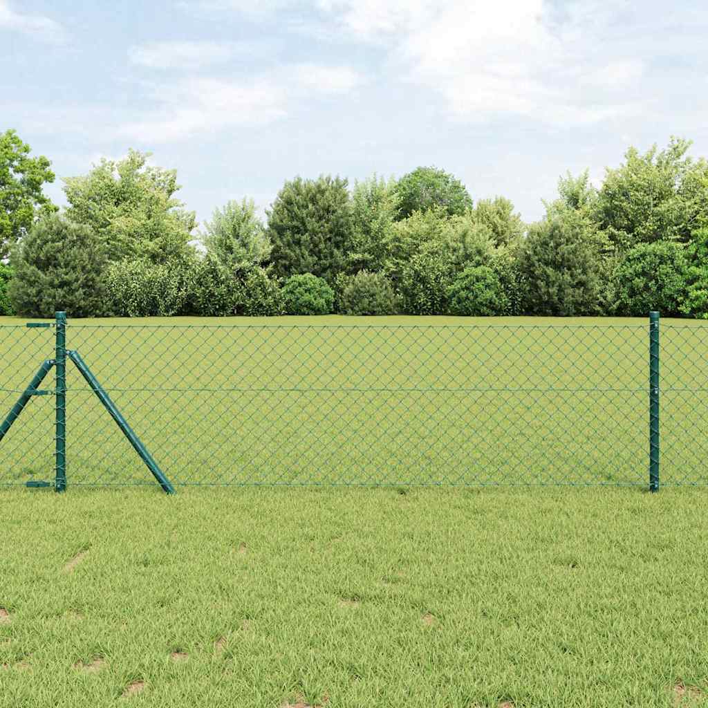vidaXL Chainlink Fence Ground Fix 10 x 0.6 m PVC-Coated Steel Green 1