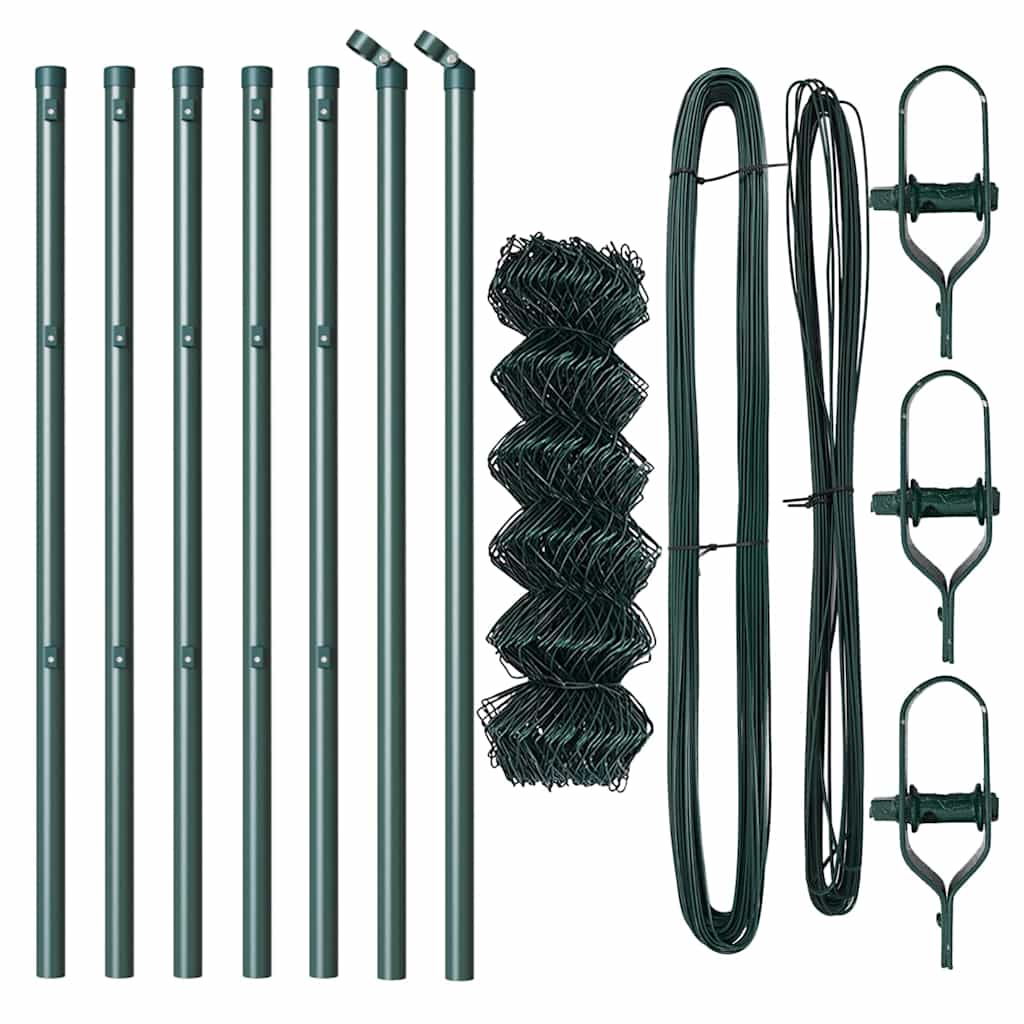 vidaXL Chainlink Fence Ground Fix 10 x 0.6 m PVC-Coated Steel Green 5