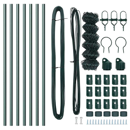 vidaXL Chainlink Fence Ground Fix 10 x 0.6 m PVC-Coated Steel Green 6