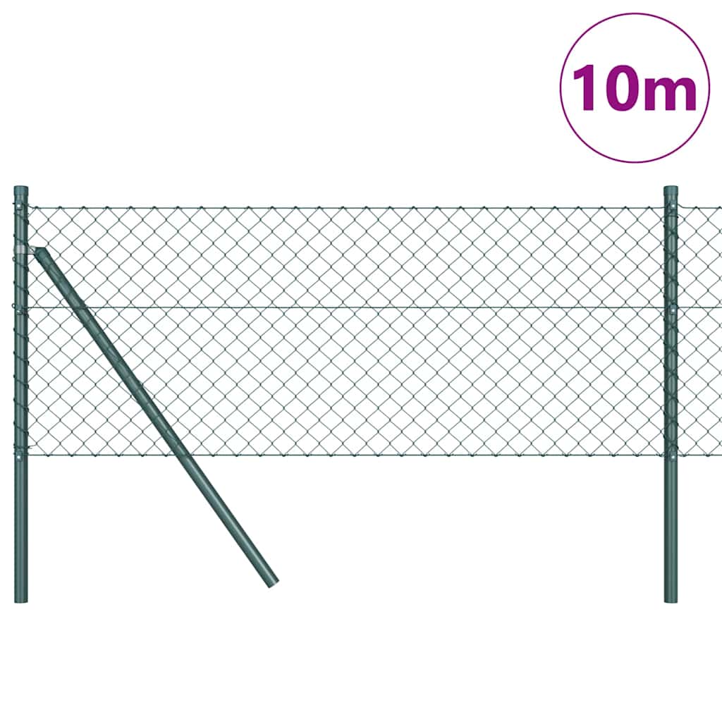 vidaXL Chainlink Fence Ground Fix 10 x 0.6 m PVC-Coated Steel Green 3
