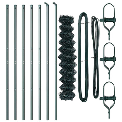 vidaXL Chainlink Fence Ground Fix 10 x 1 m PVC-Coated Steel Green Mesh 5