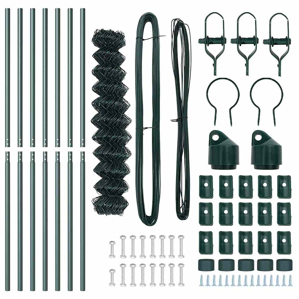 vidaXL Chainlink Fence Ground Fix 10 x 1 m PVC-Coated Steel Green Mesh 6