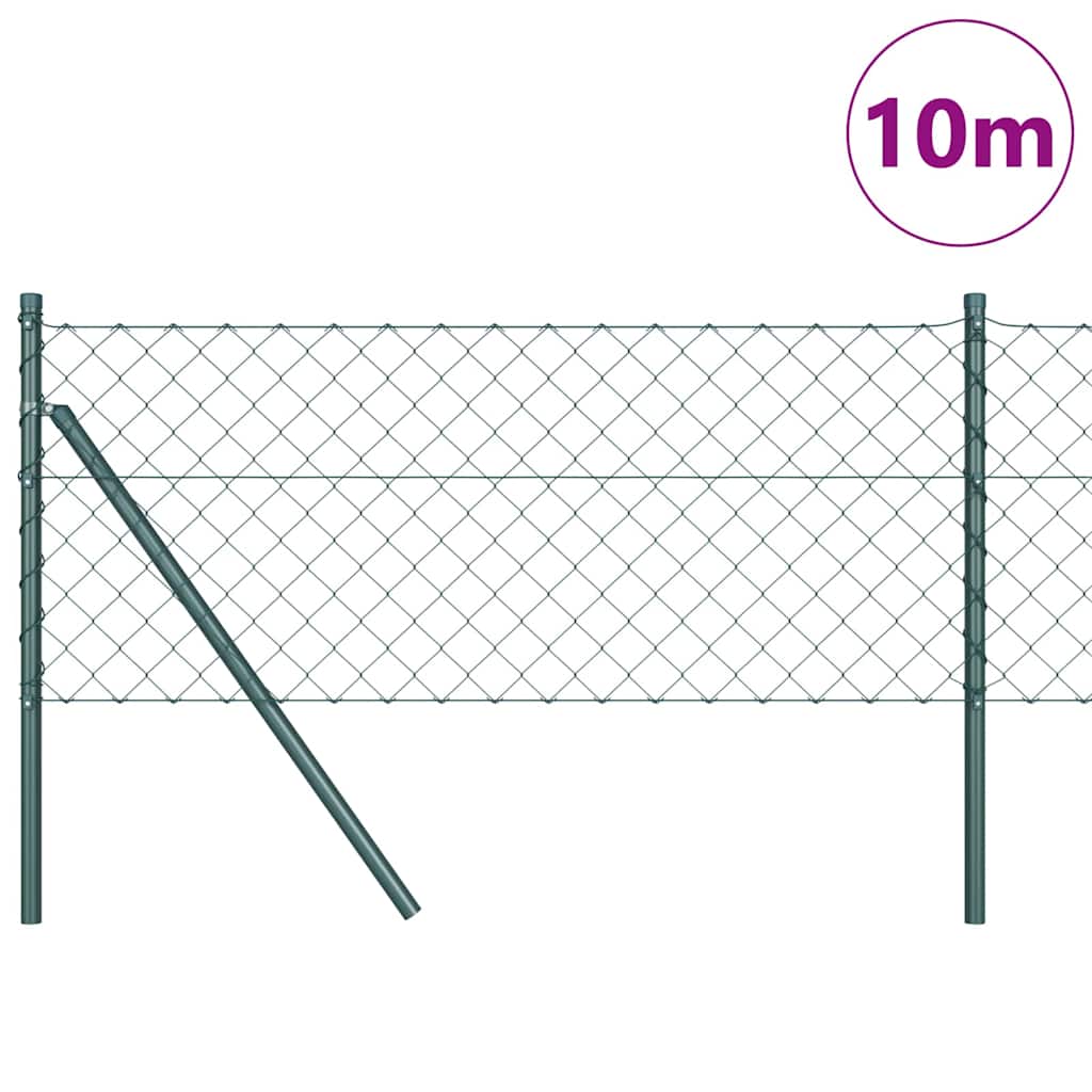 vidaXL Chainlink Fence Ground Fix 10 x 0.6 m PVC-Coated Steel Green 3