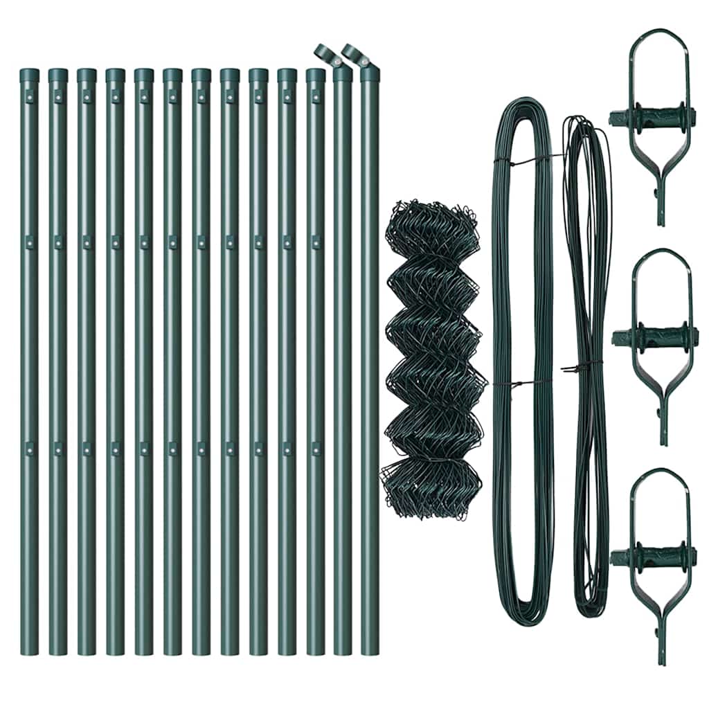 vidaXL Chainlink Fence Ground Fix 25 x 0.4 m PVC-Coated Steel Green 5