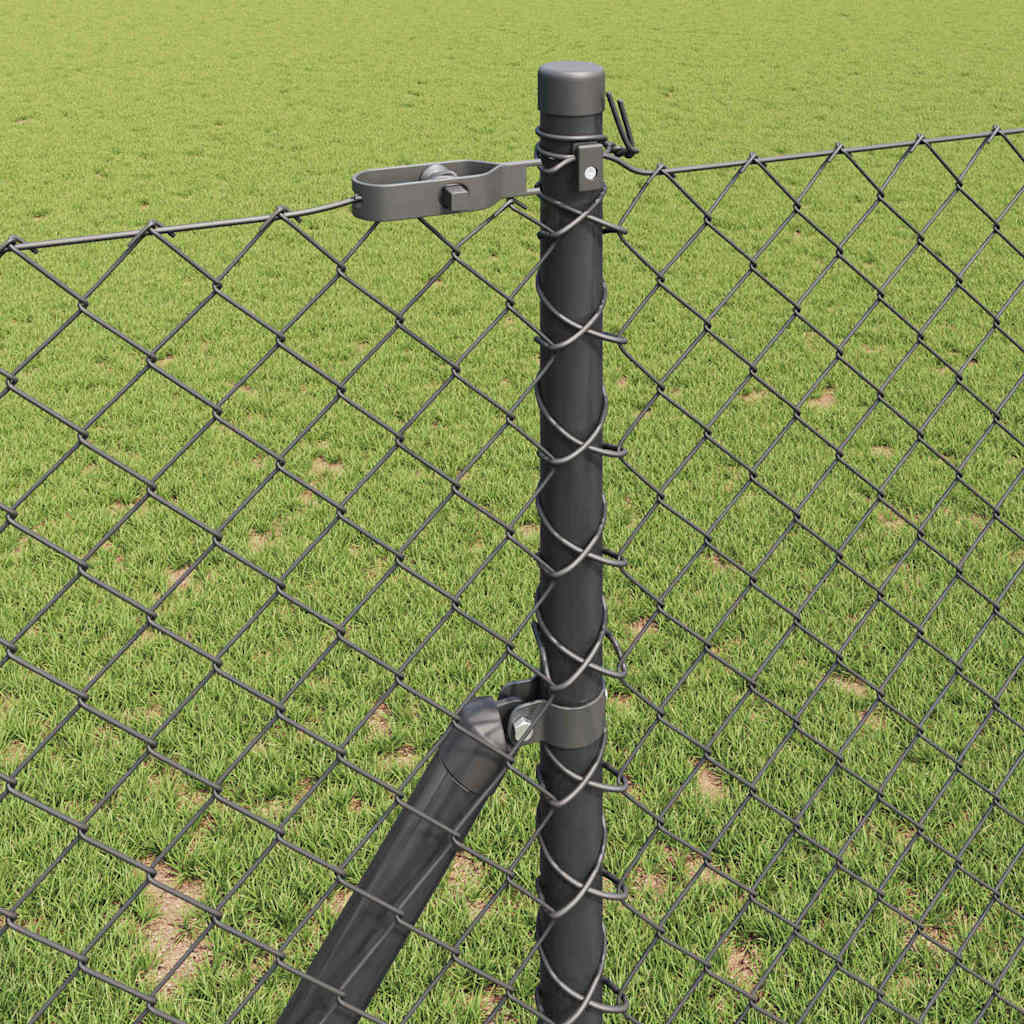 vidaXL Chainlink Fence Ground Fix 10 x 1 m PVC-Coated Steel Grey Mesh 4