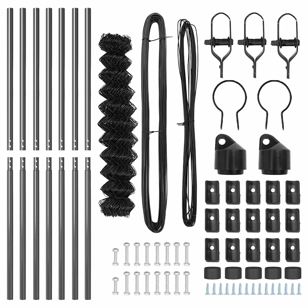 vidaXL Chainlink Fence Ground Fix 10 x 1 m PVC-Coated Steel Grey Mesh 6