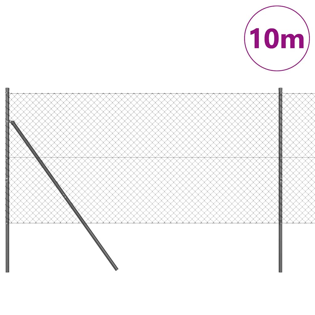 vidaXL Chainlink Fence Ground Fix 10 x 1 m PVC-Coated Steel Grey Mesh 3