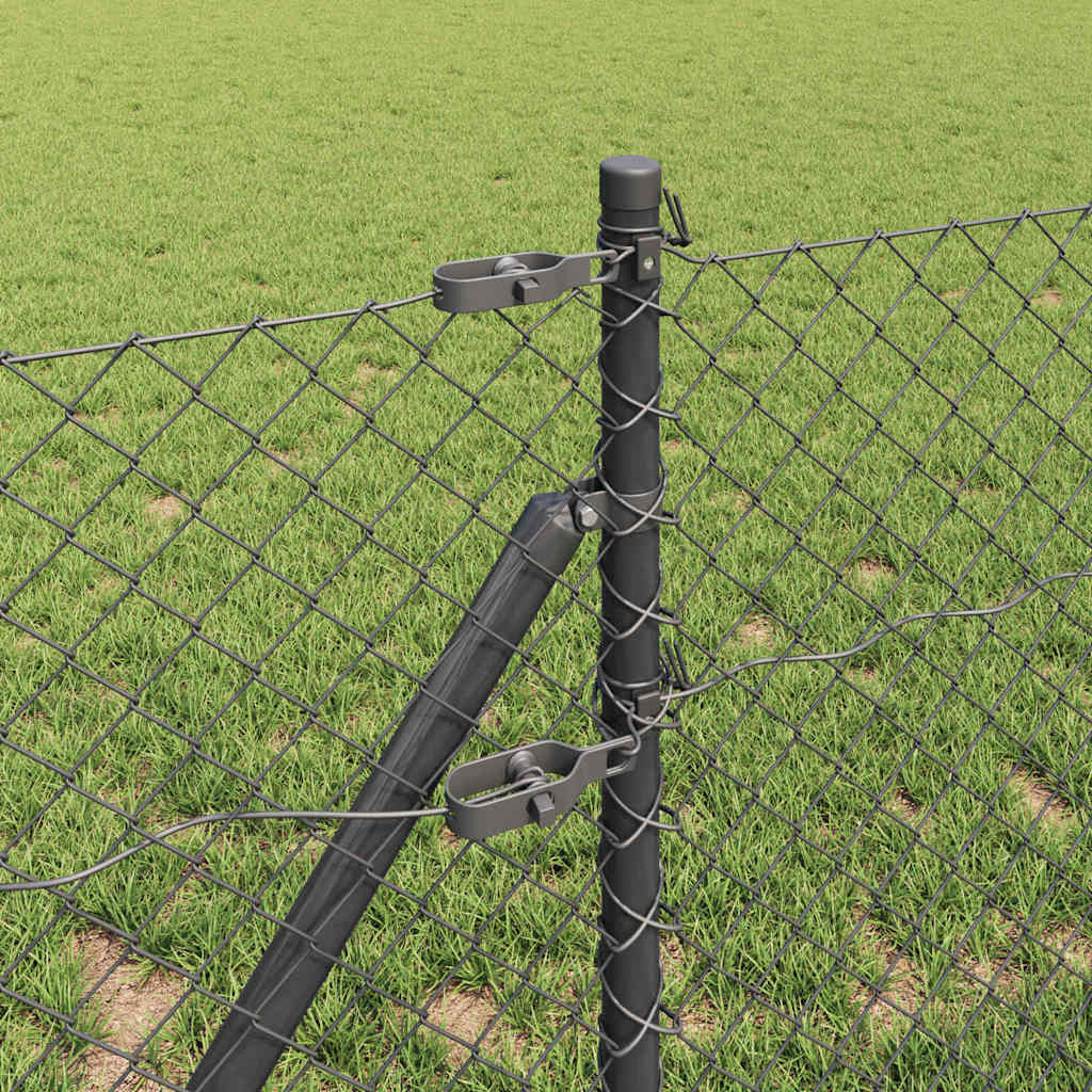 vidaXL Chainlink Fence Ground Fix 25 x 0.4 m PVC-Coated Steel Grey 4