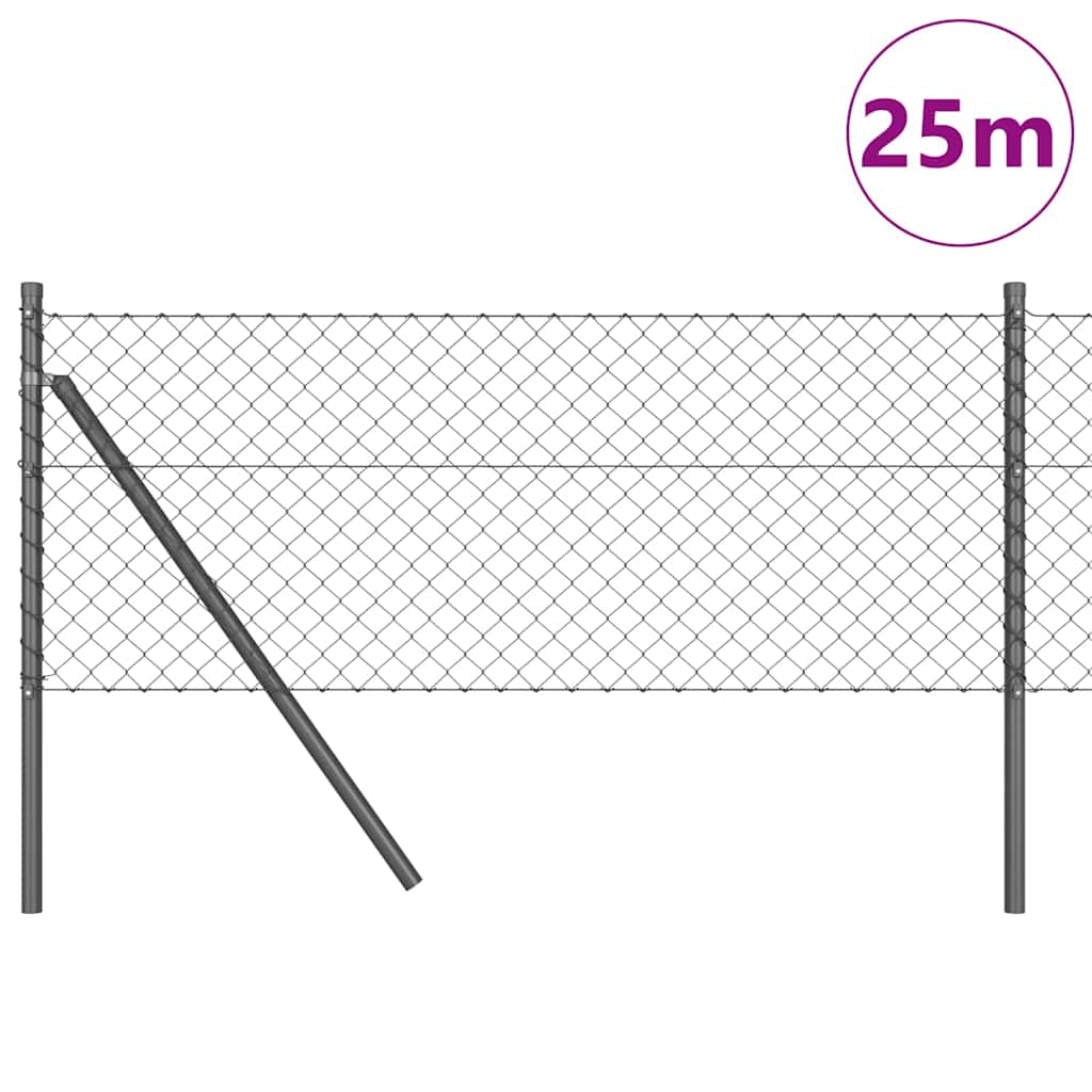 vidaXL Chainlink Fence Ground Fix 25 x 0.4 m PVC-Coated Steel Grey 3