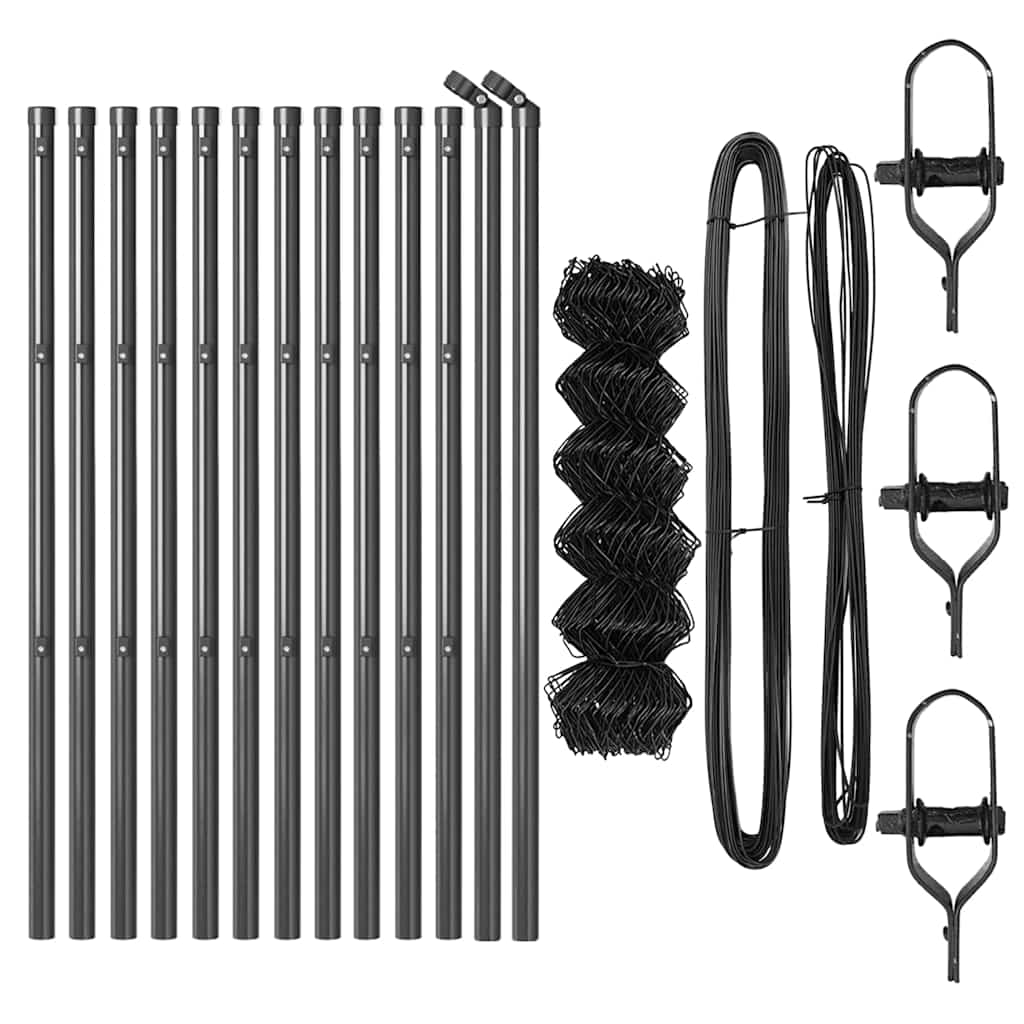vidaXL Chainlink Fence Ground Fix 25 x 0.4 m PVC-Coated Steel Grey 6