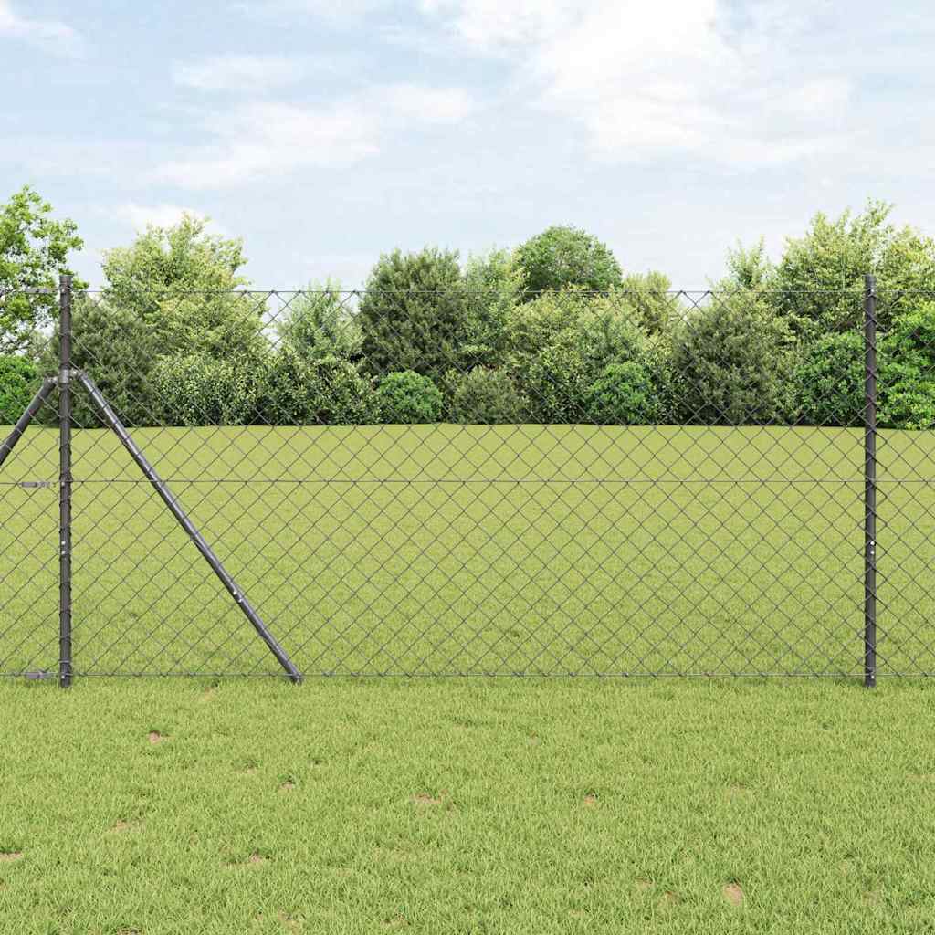 vidaXL Chainlink Fence 25 x 0.4 m PVC-Coated Steel mesh Size 60 x 60 mm mesh Ground Fix