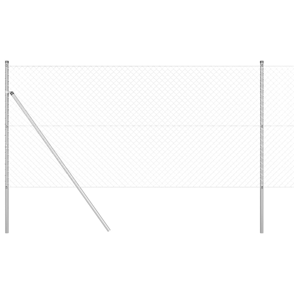 Chainlink Fence 10 x 1 m Silver Mesh size 40 x 40 mm mesh Ground fix Galvanised steel 10 m 1 m
