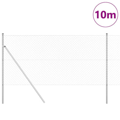 Chainlink Fence 10 x 1 m Silver Mesh size 40 x 40 mm mesh Ground fix Galvanised steel 10 m 1 m