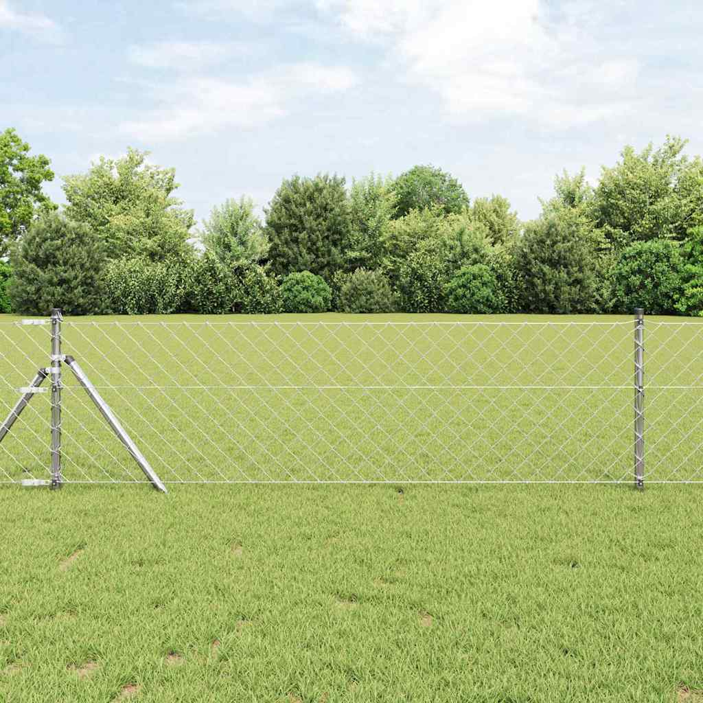 vidaXL Chainlink Fence Ground Fix 10 x 0.8 m Galvanised Steel Silver 1