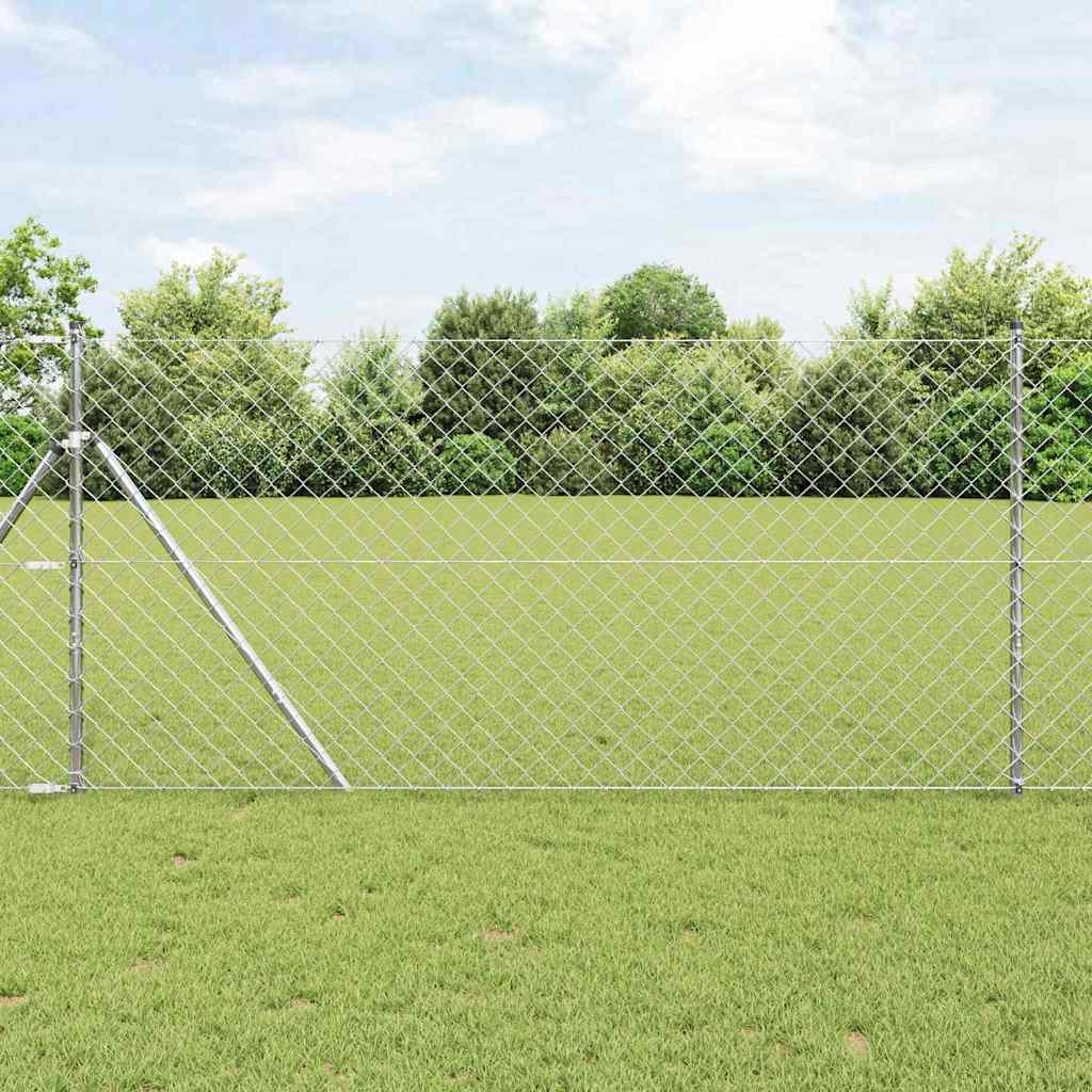 vidaXL Chainlink Fence Ground Fix 10 x 1 m Galvanised Steel Silver 1