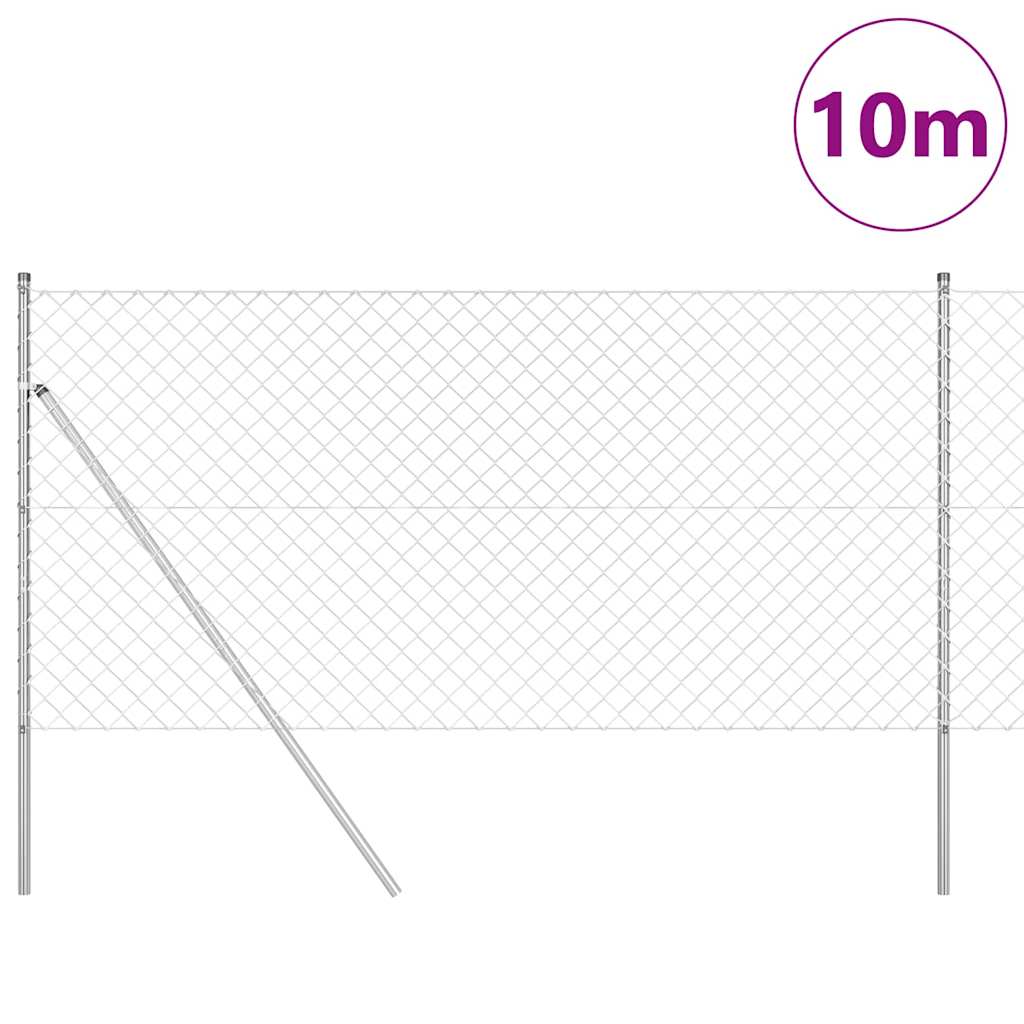 vidaXL Chainlink Fence Ground Fix 10 x 1 m Galvanised Steel Silver 3