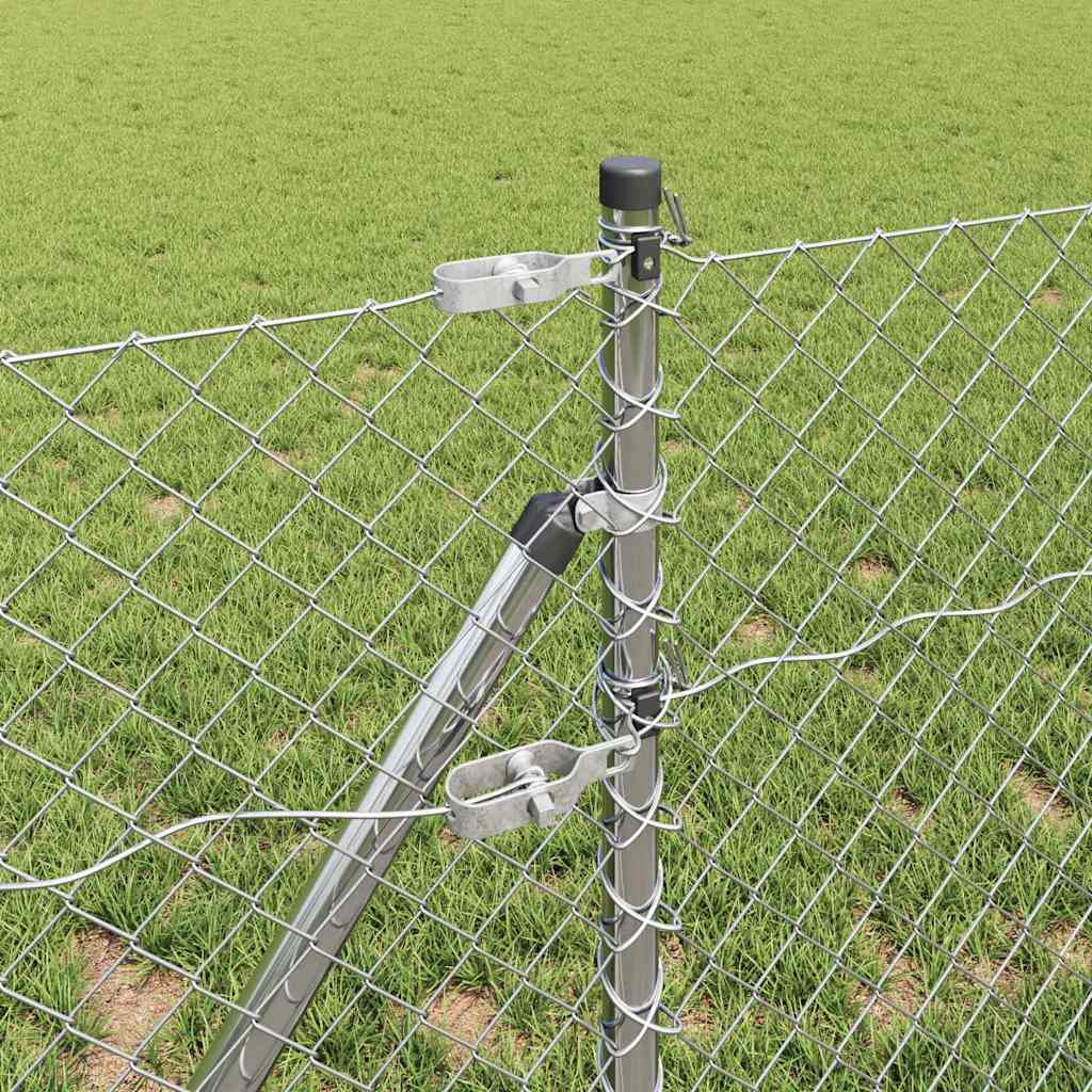 vidaXL Chainlink Fence Ground Fix 25 x 0.4 m Galvanised Steel Silver 4