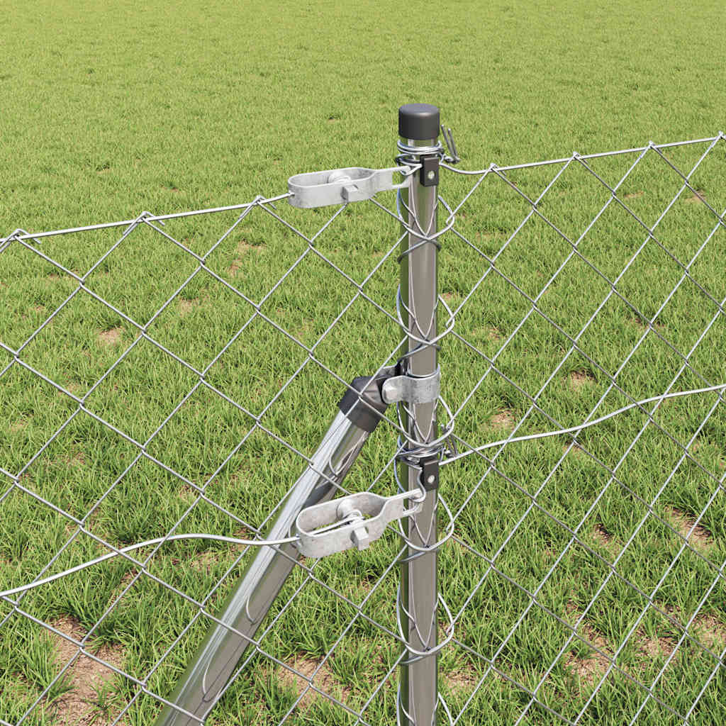 vidaXL Chainlink Fence Ground Fix 25 x 0.4 m Galvanised Steel Silver 4