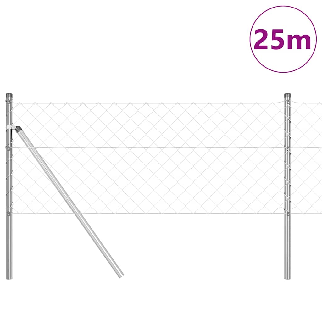 vidaXL Chainlink Fence Ground Fix 25 x 0.4 m Galvanised Steel Silver 3