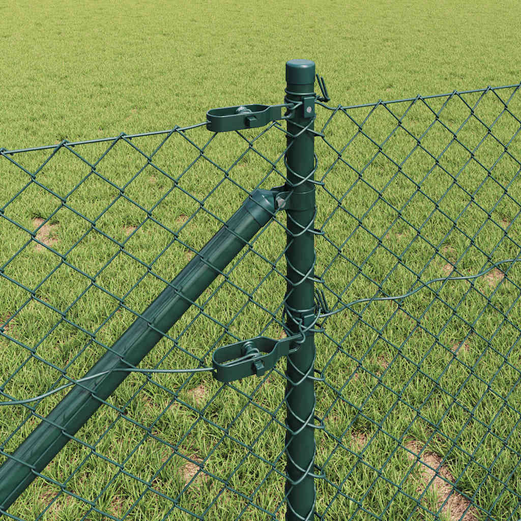vidaXL Chainlink Fence with Spikes 10 x 0.4 m PVC-Coated Steel Green 4
