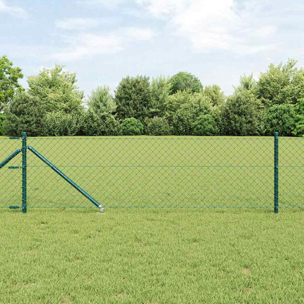 vidaXL Chainlink Fence with Spikes 10 x 0.4 m PVC-Coated Steel Green 1