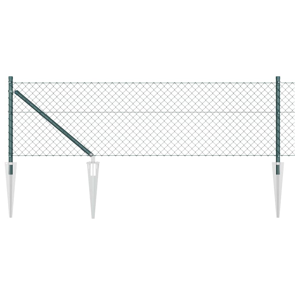 vidaXL Chainlink Fence with Spikes 10 x 0.4 m PVC-Coated Steel Green 2