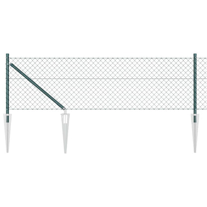 vidaXL Chainlink Fence with Spikes 10 x 0.4 m PVC-Coated Steel Green 2