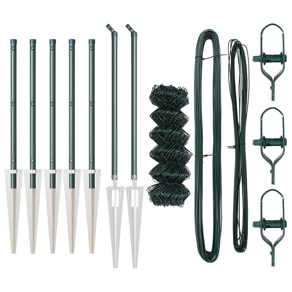 vidaXL Chainlink Fence with Spikes 10 x 0.4 m PVC-Coated Steel Green 5
